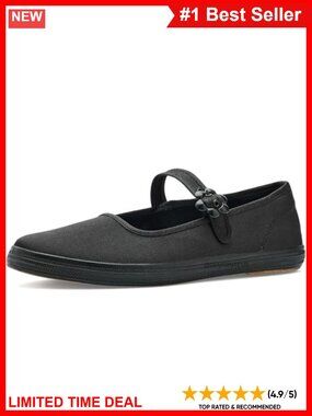 Mary Jane Flats Canvas Slip-On Comfort Shoes with Arch Support